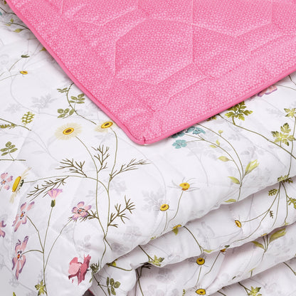 Bedspread XL Fleurs sauvages White / Pink - 220 x 250 cm