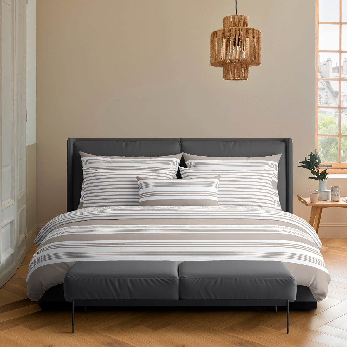 Duvet cover + pillowcase(s) cotton satin - Léna Taupe