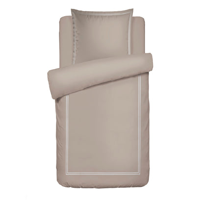 Duvet cover + pillowcase(s) cotton satin - Nice White / Taupe