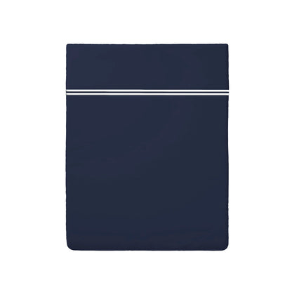Flat sheet cotton satin - Nice White / Dark blue