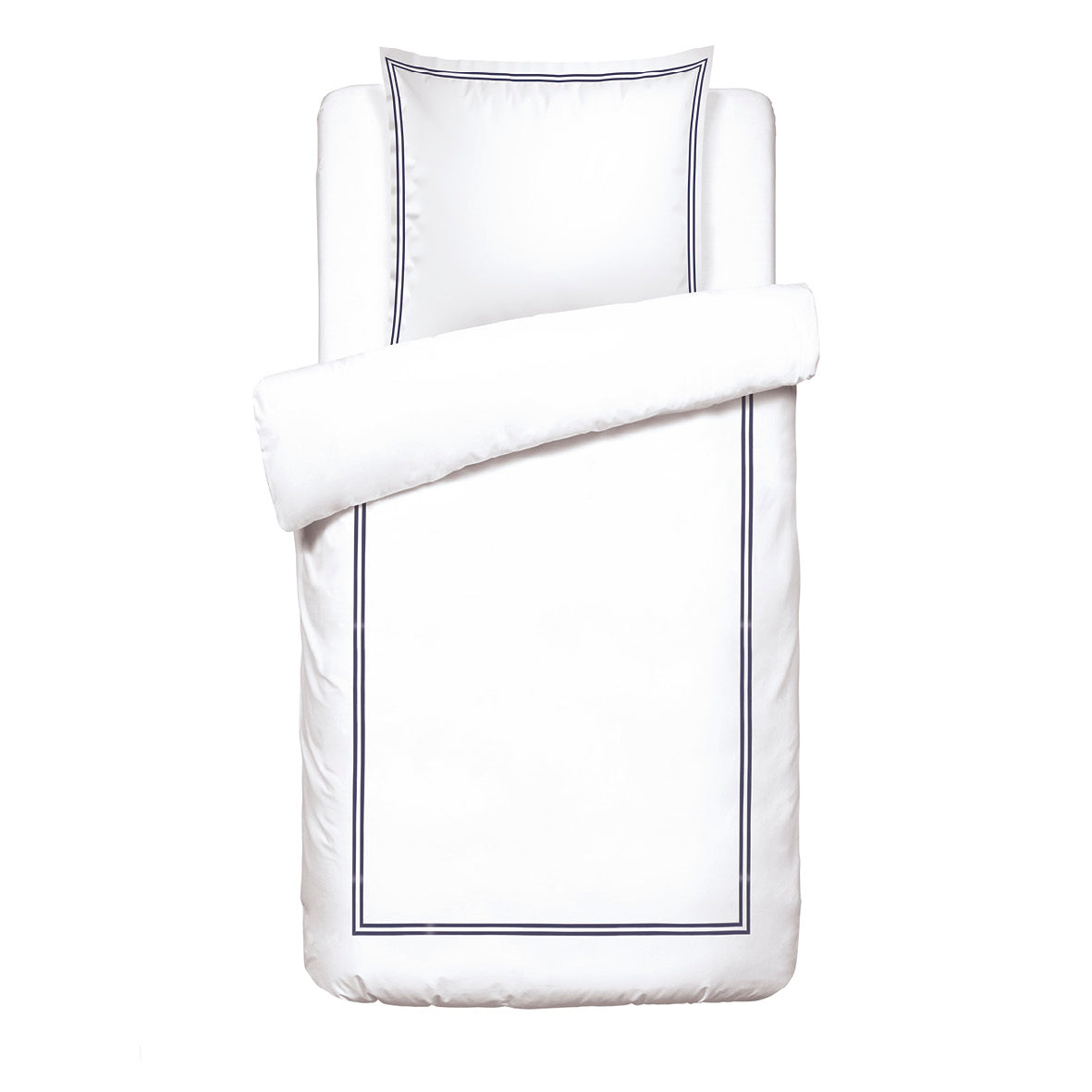 Duvet cover + pillowcase(s) cotton satin - Nice Dark blue / White