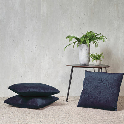 Cushion cover embossed - flower Dark blue