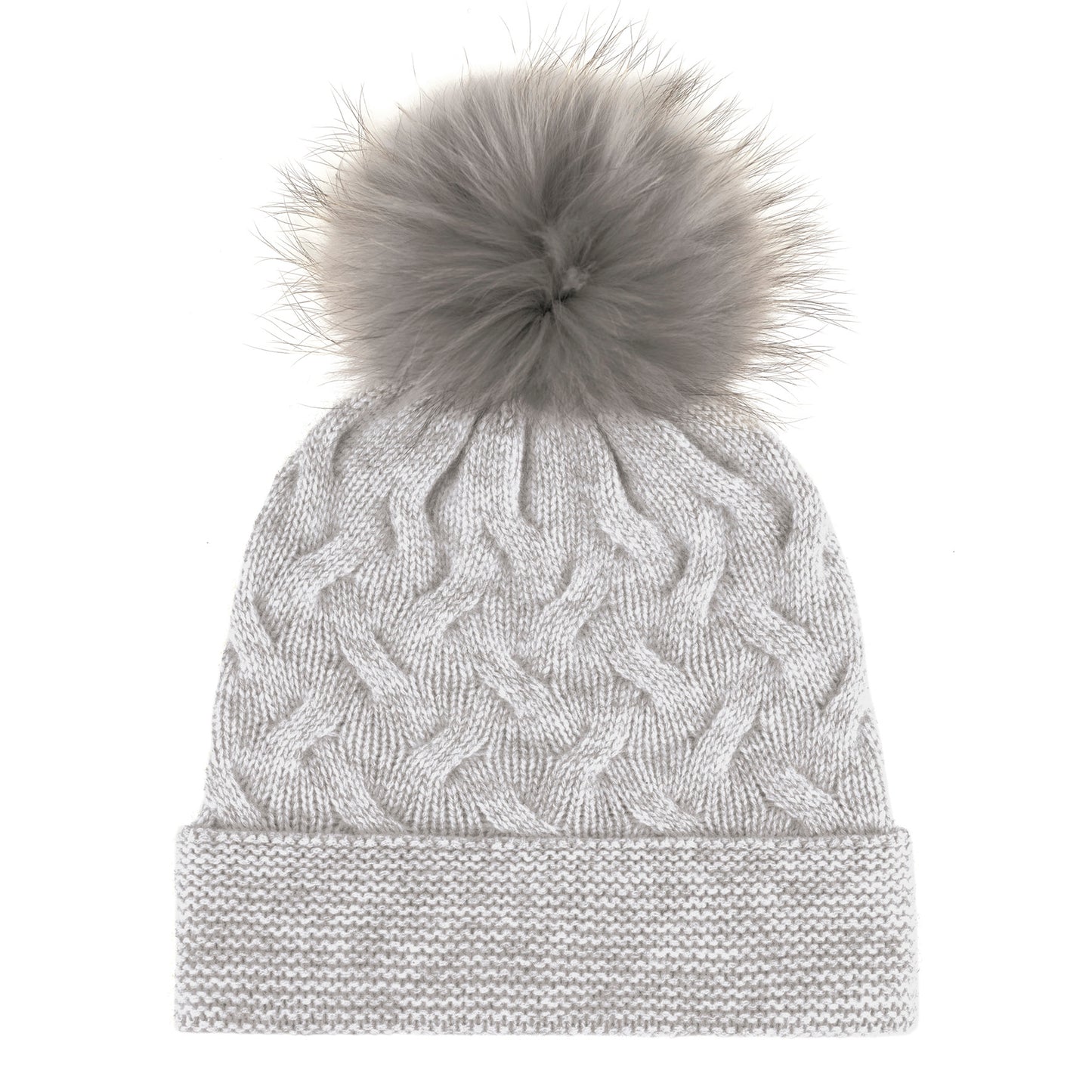 Beanie with pom-pom cashmere - Light grey