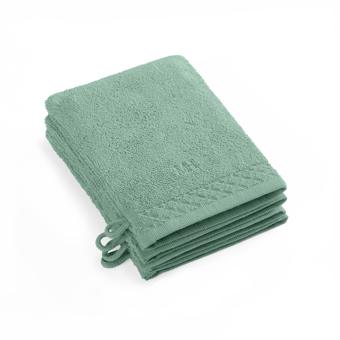 Washcloth combed cotton LT - Eden - 4 x (15 x 21 cm) Bottle green