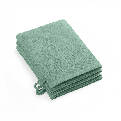 Washcloth combed cotton LT - Eden - 4 x (15 x 21 cm) Bottle green