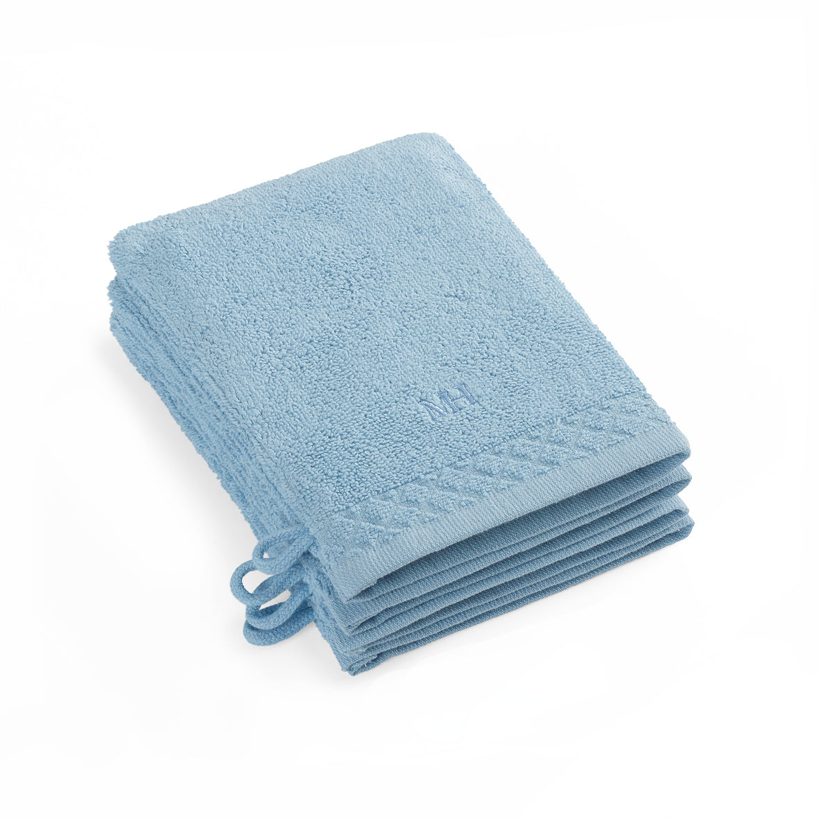 Washcloth combed cotton LT - Eden - 4 x (15 x 21 cm) Sky blue