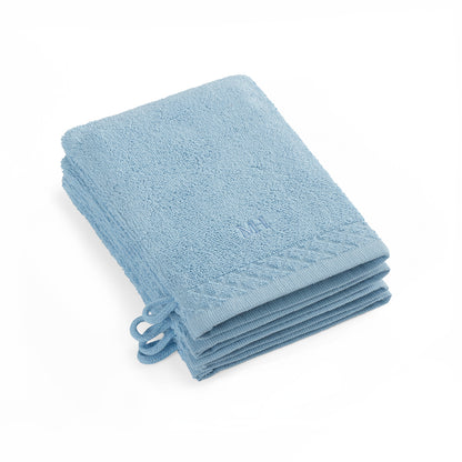 Washcloth combed cotton LT - Eden - 4 x (15 x 21 cm) Sky blue