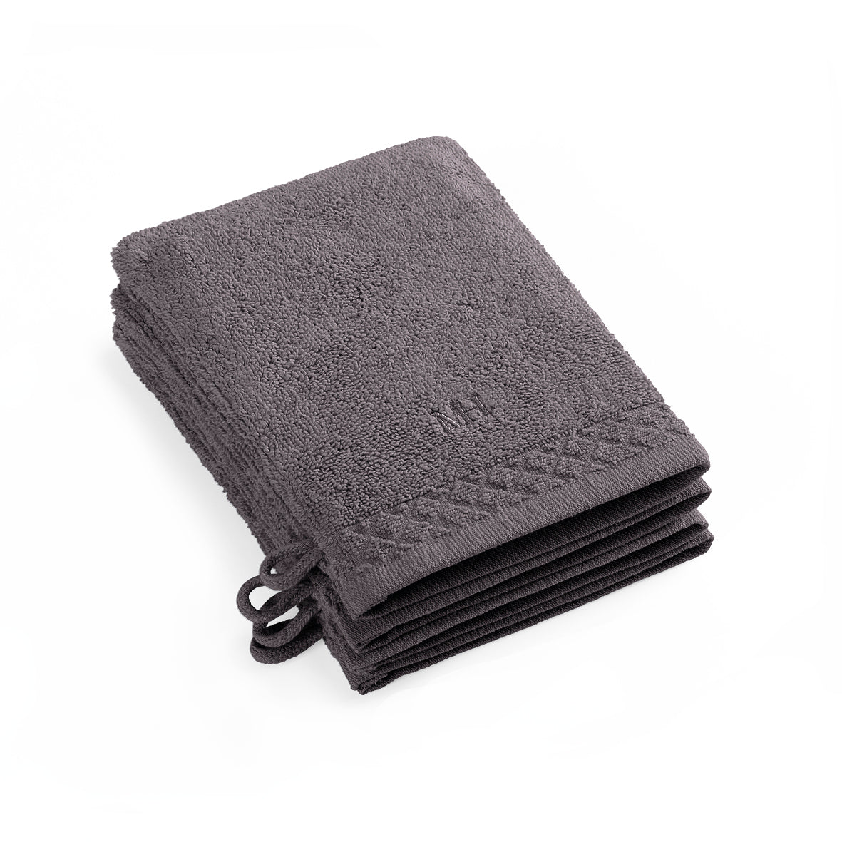 Washcloth combed cotton LT - Eden - 4 x (15 x 21 cm) Dark grey