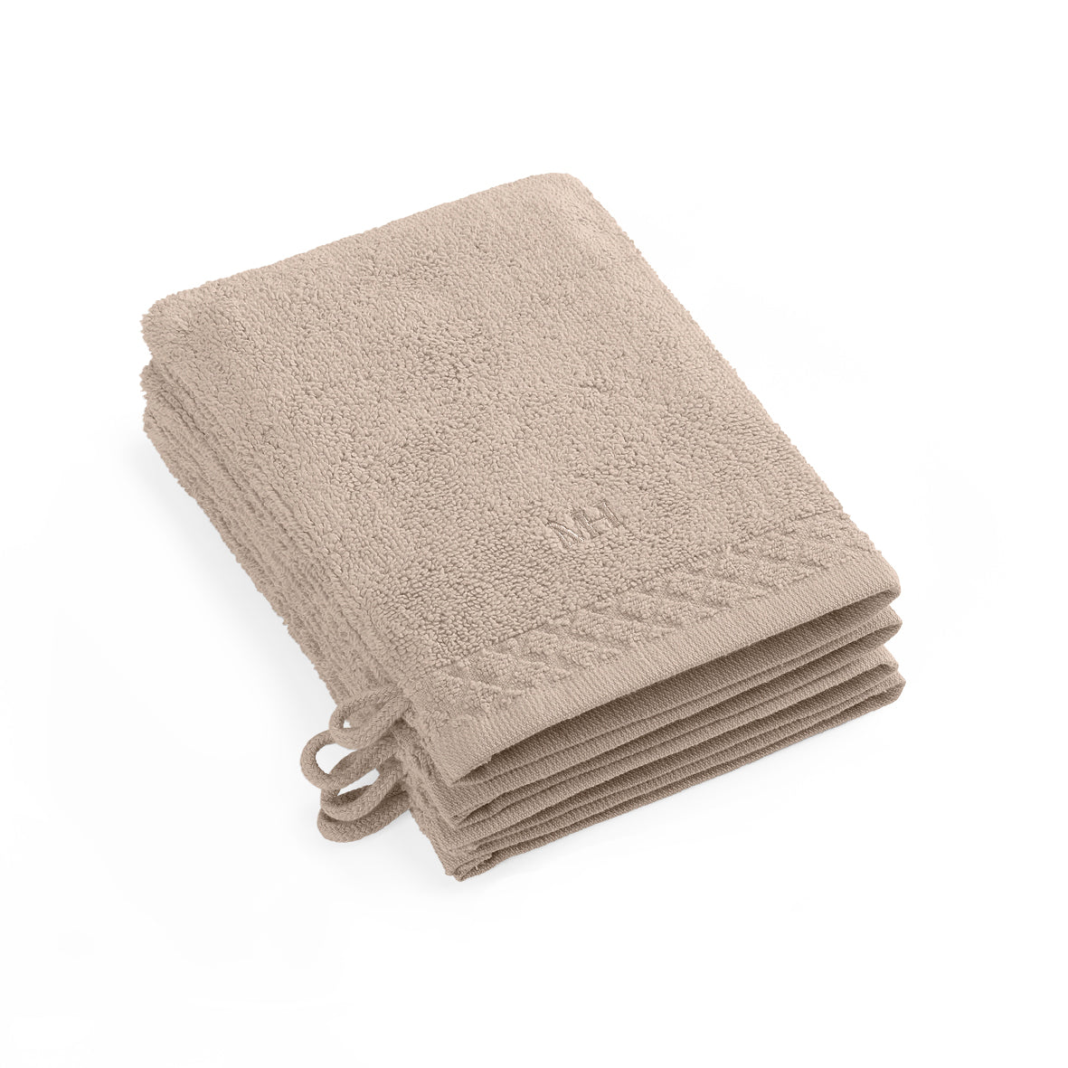 Washcloth combed cotton LT - Eden - 4 x (15 x 21 cm) Taupe