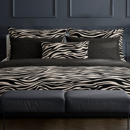 Taie(s) d'oreiller satin de coton - Rêves zébrés Noir