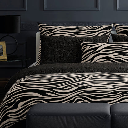 Taie(s) d'oreiller satin de coton - Rêves zébrés Noir