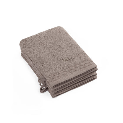 Washcloth combed cotton LT - Eden - 4 x (15 x 21 cm) Brown