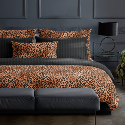 Duvet cover + pillowcase(s) cotton satin - Fantaisie féline Brown