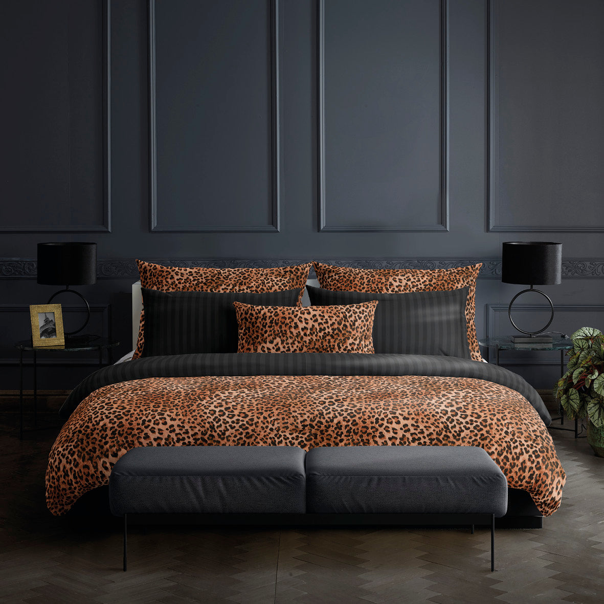 Duvet cover + pillowcase(s) cotton satin - Fantaisie féline Brown