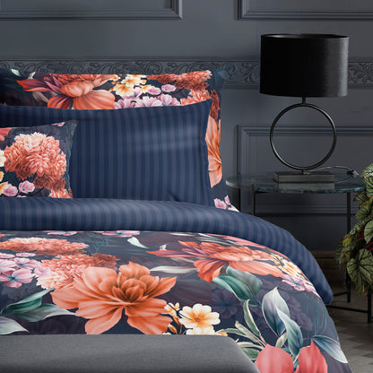 Pillowcase(s) cotton satin - Fleur de miel Dark blue