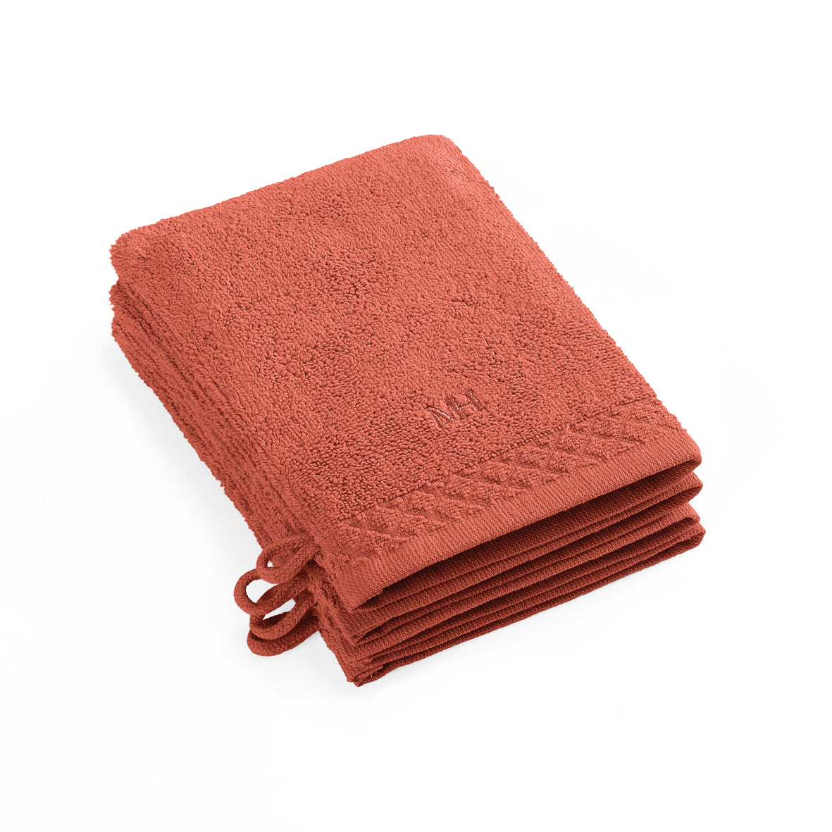 Washcloth combed cotton LT - Eden - 4 x (15 x 21 cm) Terracotta