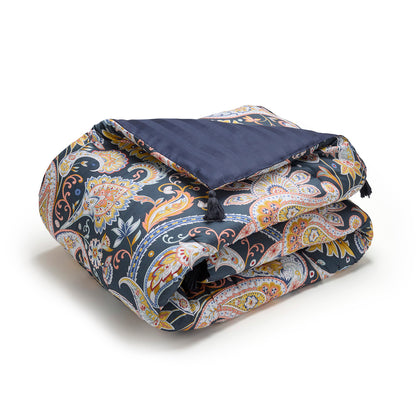 Quilt with tassels Indienne Dark blue / Gold - 140 x 200 cm