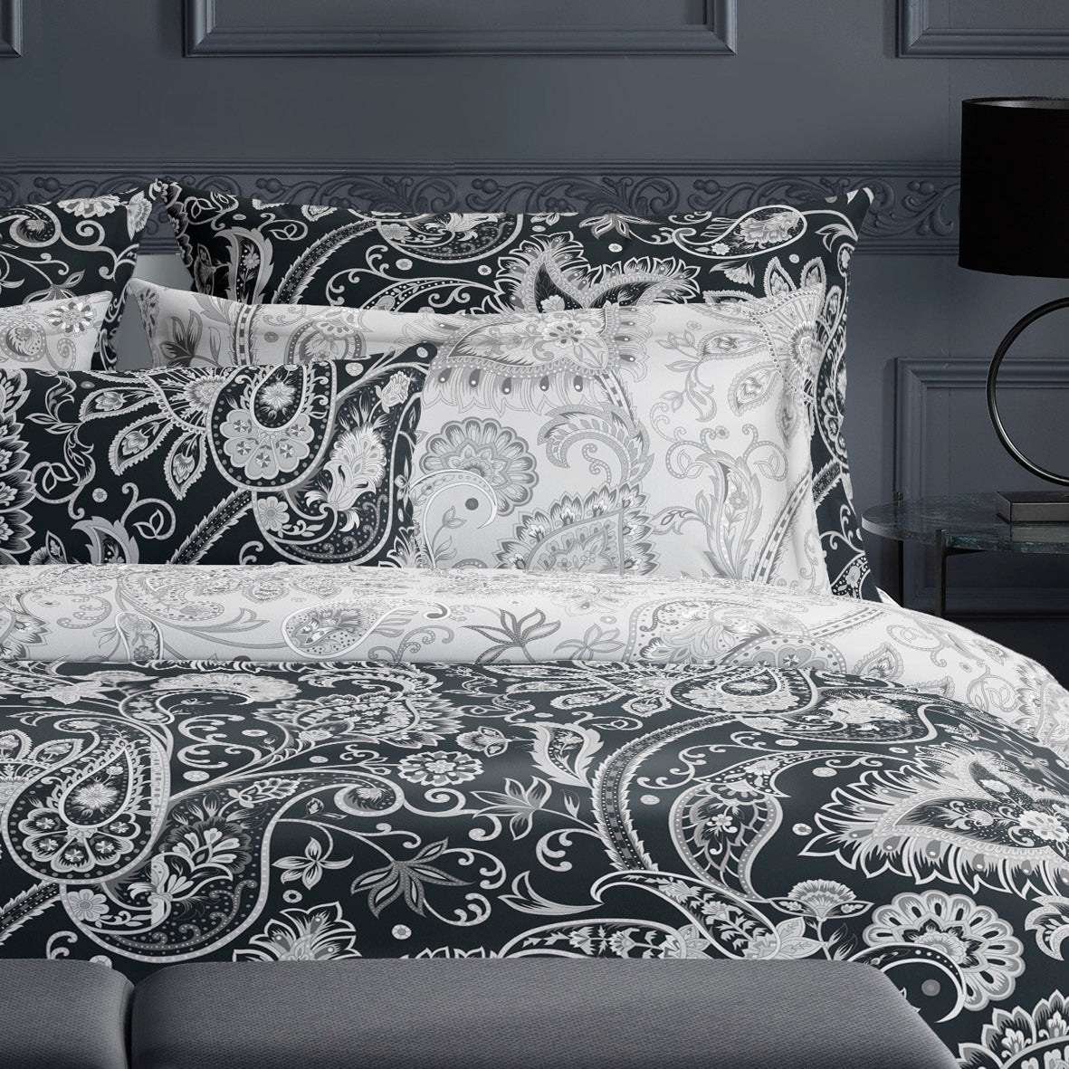 Flat sheet cotton satin Indienne Light grey - 240 x 300 cm