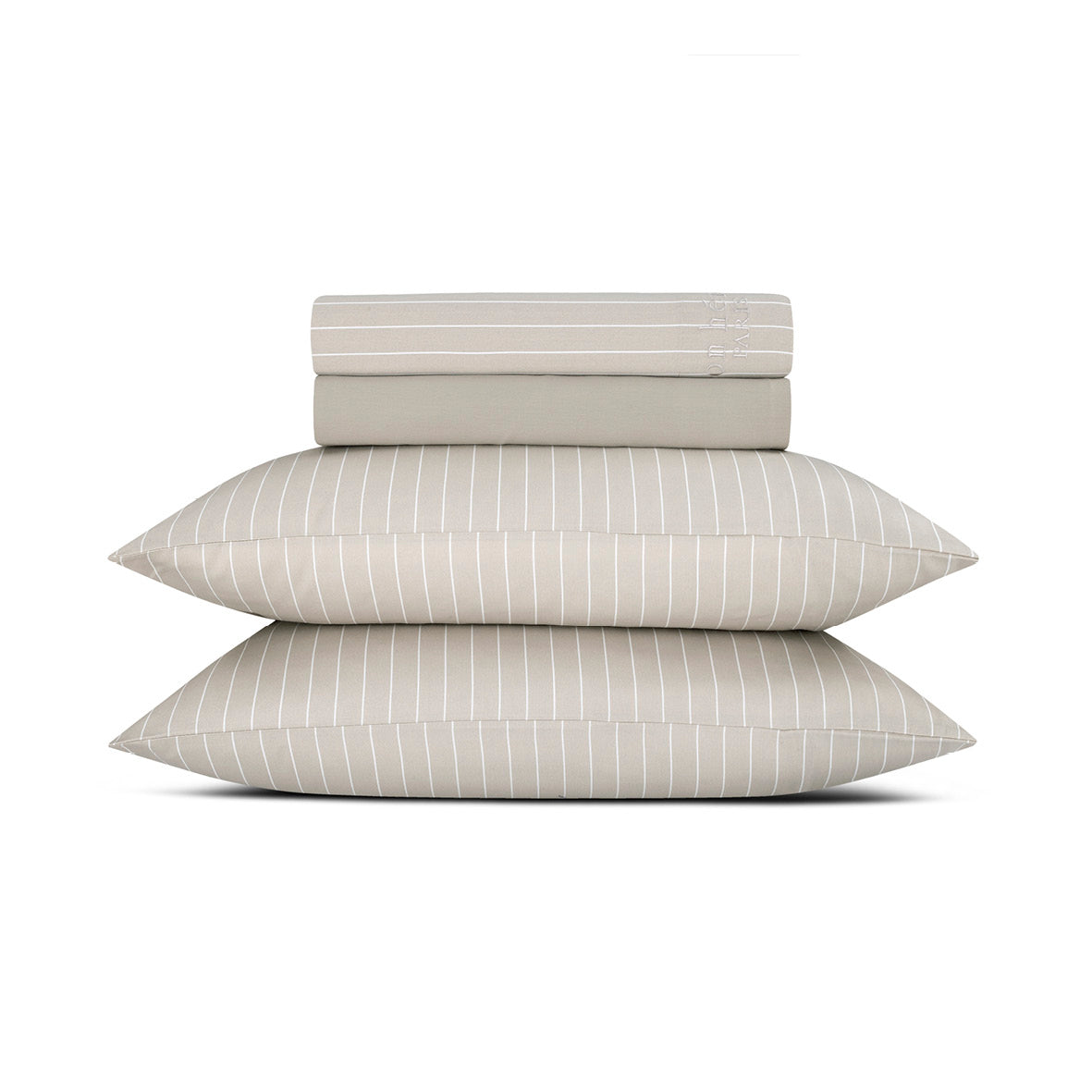 Sheet set cotton satin - Rayures Élégantes Taupe