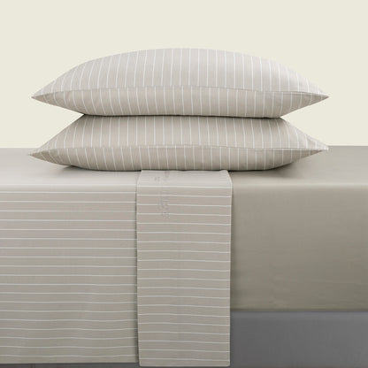 Sheet set cotton satin - Rayures Élégantes Taupe