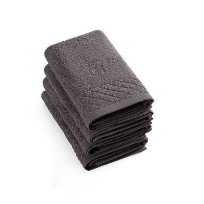 Guest towel combed cotton LT - Eden - 4 x (30 x 30 cm) Dark grey