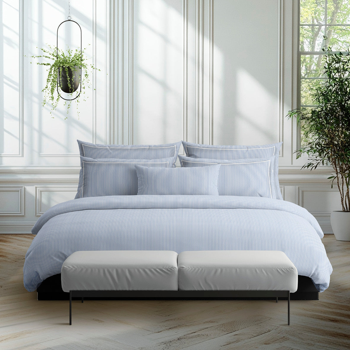 Duvet cover + pillowcase(s) cotton percal - Dauphine Light blue