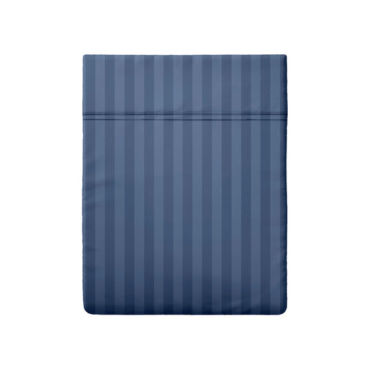 Drap plat satin de coton dobby stripe - Bleu