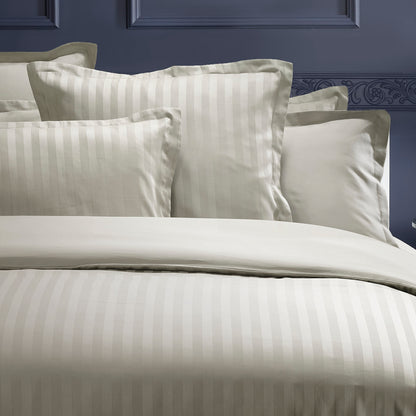 Drap plat satin de coton dobby stripe - Taupe
