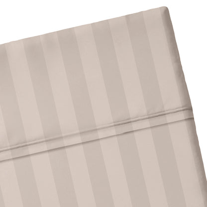 Drap plat satin de coton dobby stripe - Taupe