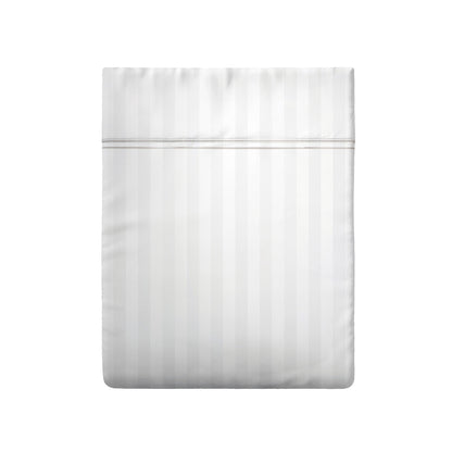 Drap plat satin de coton dobby stripe - Blanc