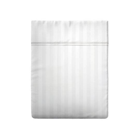 Drap plat satin de coton dobby stripe - Blanc