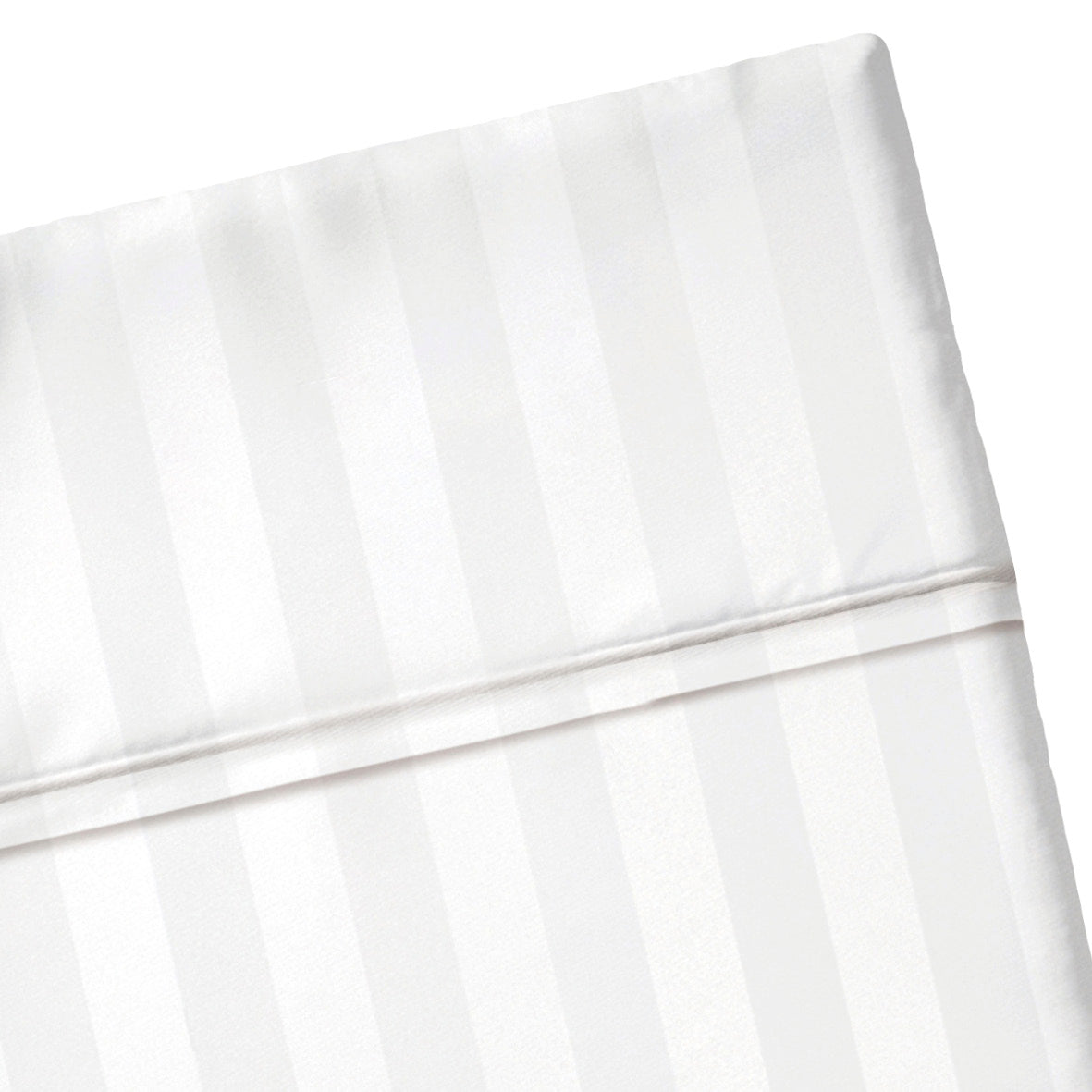 Drap plat satin de coton dobby stripe - Blanc