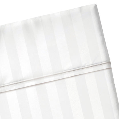 Drap plat satin de coton dobby stripe - Blanc