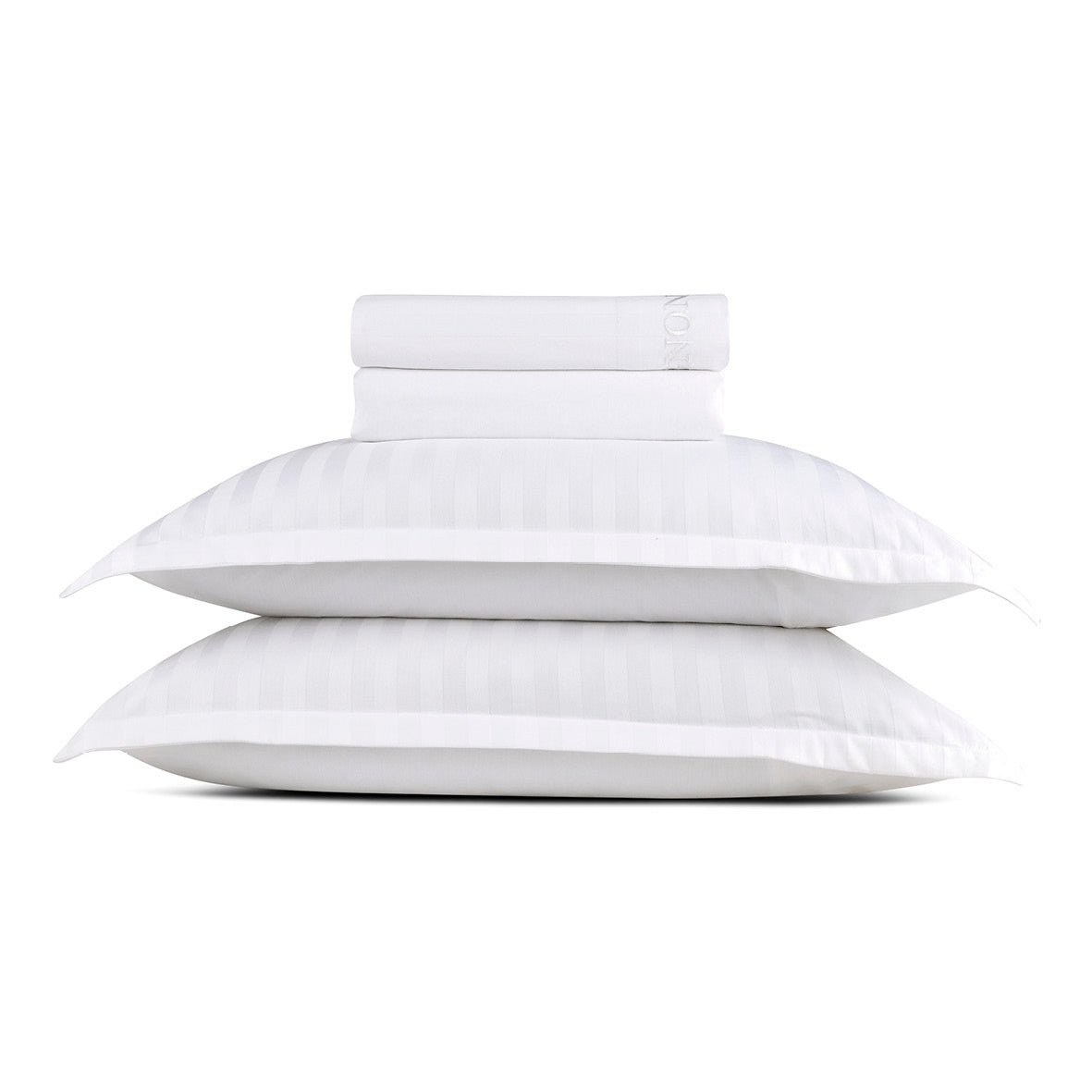 Sheet set cotton satin dobby stripe woven - White