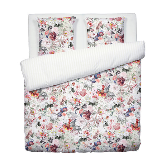 Duvet cover + pillowcase(s) cotton satin - Fleurs éclatantes White