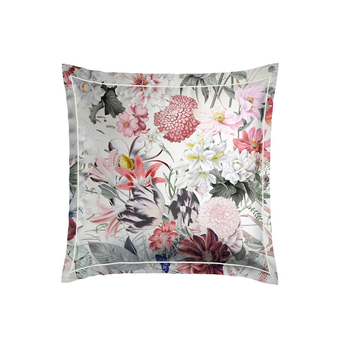 Pillowcase(s) cotton satin - Fleurs éclatantes White