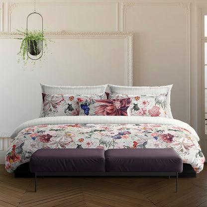 Pillowcase(s) cotton satin - Fleurs éclatantes White