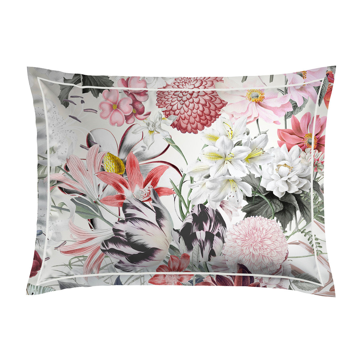 Pillowcase(s) cotton satin - Fleurs éclatantes White