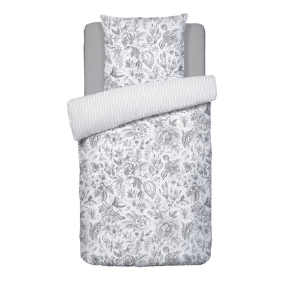 Duvet cover + pillowcase cotton satin - Fleurs esquissées White