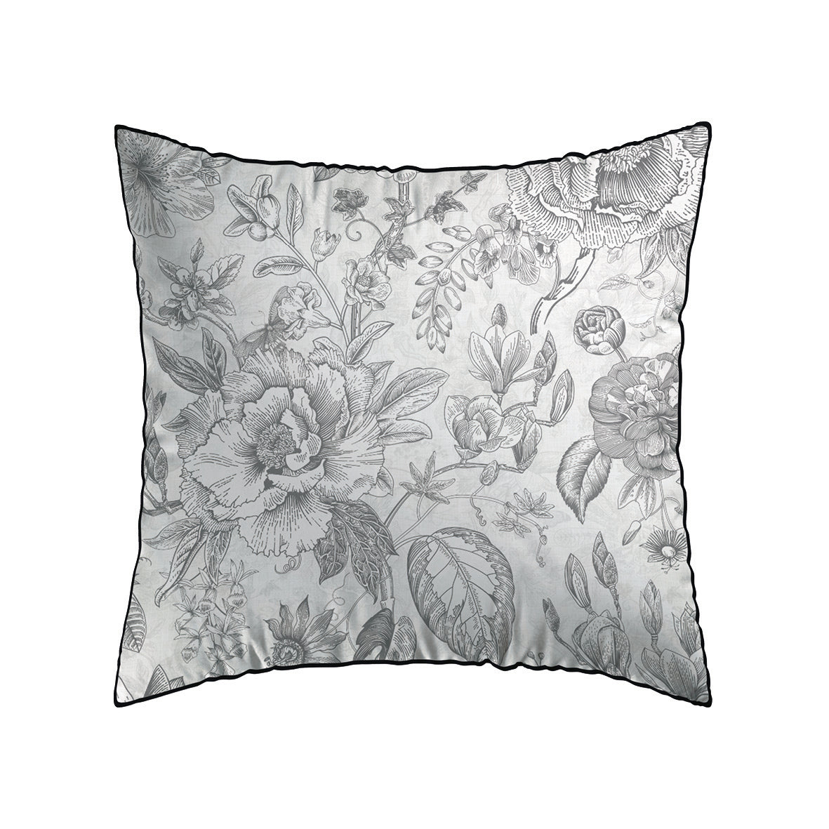 Taie(s) d'oreiller satin de coton - Fleurs esquissées Blanc