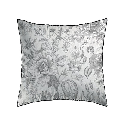 Taie(s) d'oreiller satin de coton - Fleurs esquissées Blanc