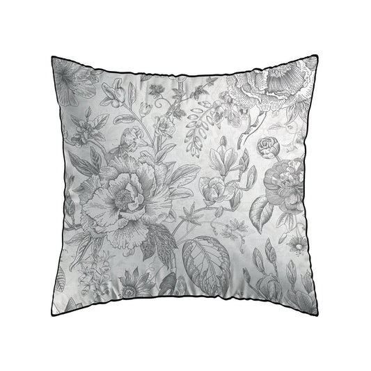 Taie(s) d'oreiller satin de coton - Fleurs esquissées Blanc