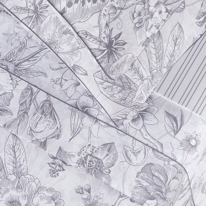 Sheet set cotton satin - Fleurs esquissées White