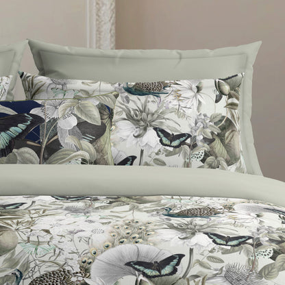 Duvet cover + pillowcase(s) cotton satin - Jardin orné Linden green
