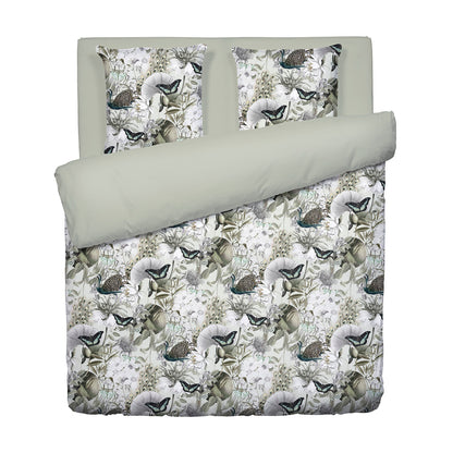 Duvet cover + pillowcase(s) cotton satin - Jardin orné Linden green