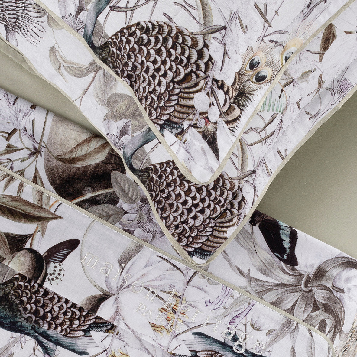 Taie(s) d'oreiller satin de coton - Jardin orné Vert tilleul