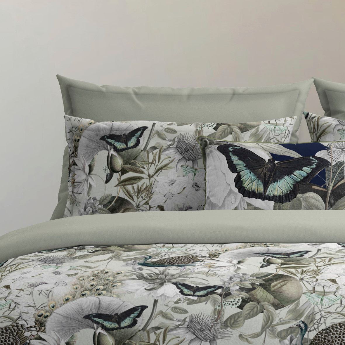 Drap plat satin de coton - Jardin orné Vert tilleul