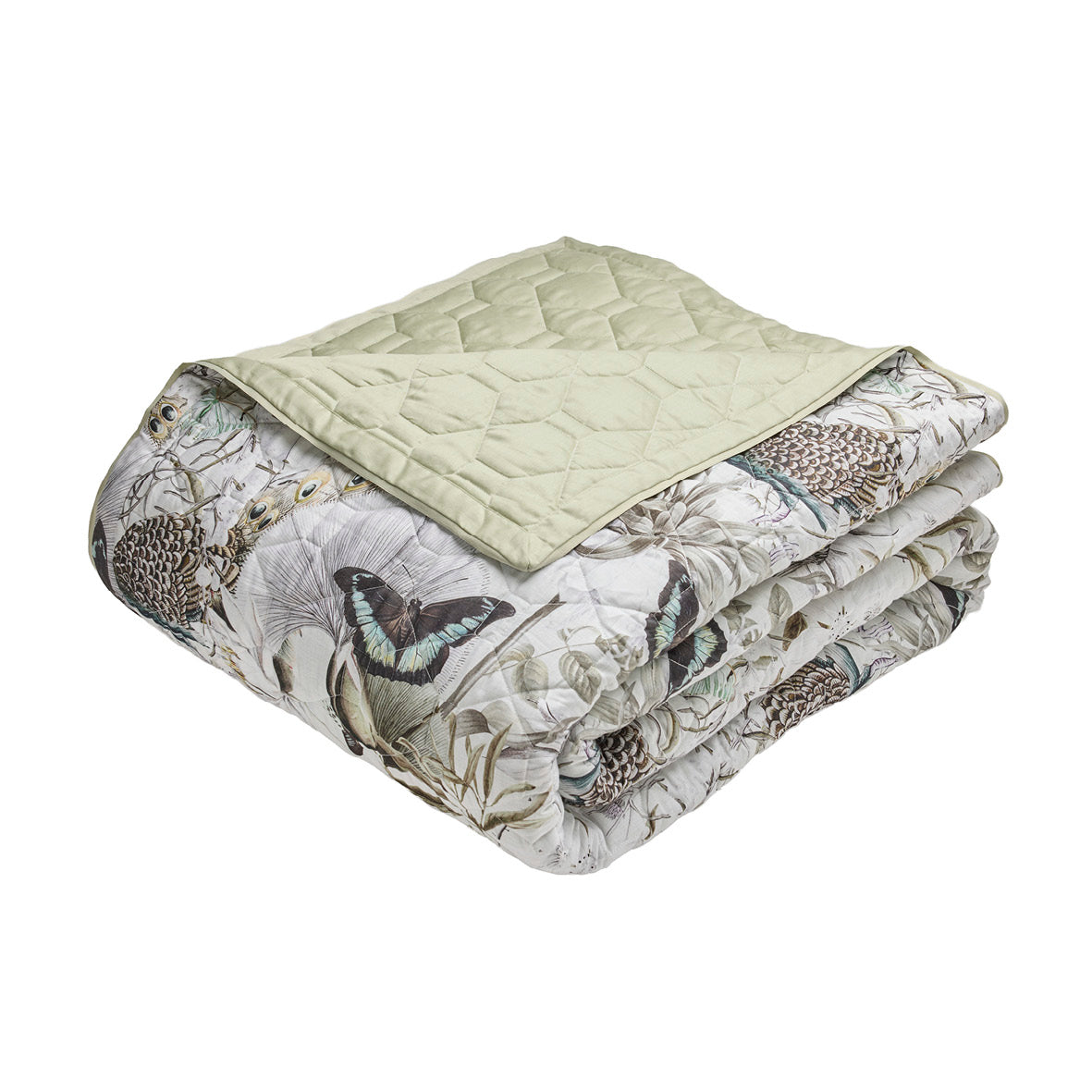 Bedspread cotton satin - Jardin orné Linden green