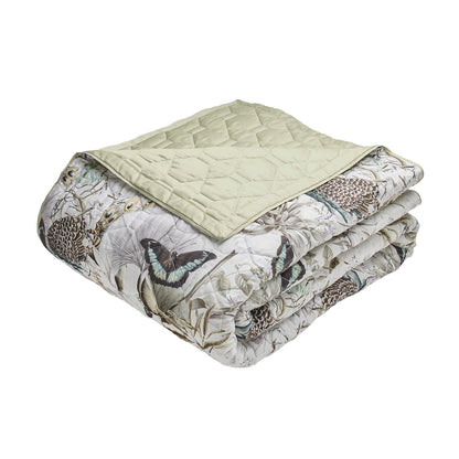 Bedspread cotton satin - Jardin orné Linden green