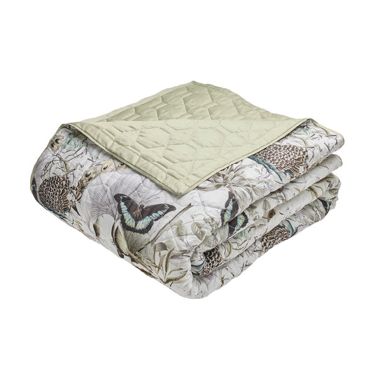 Bedspread cotton satin - Jardin orné Linden green